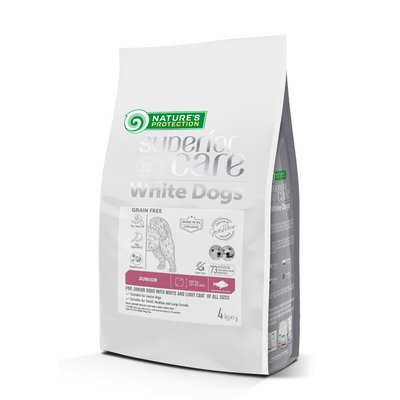 Сухий корм для цуценят з білою шерстю, з рибою Nature's Protection Superior Care White Dogs Grain Free White Fish Junior All Sizes, 4 кг NPSC47596 фото