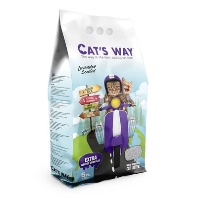 Наповнювач для туалету бентонітовий з лавандою і фіолетовими гранулами Cat's Way Lavender Scented, 5 л 5л  CAT'S WAY Фіолет фото