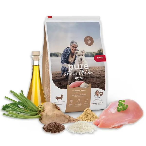 Сухий корм для цуценят і годуючих самок, з індичкою Mera Puppy Pure Sensitive Turkey&Rice, 12,5 кг 56350 фото