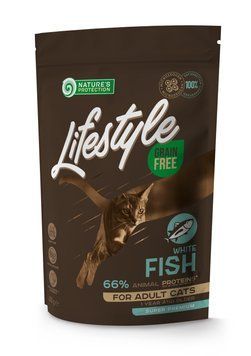 Сухий корм для котів, з рибою Nature's Protection Lifestyle Grain Free White Fish Adult Cat, 400 г NPLS45958 фото