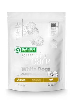 Сухий корм для собак малих порід з білою шерстю, з ягням Nature's Protection Superior Care White Dogs Adult Small and Mini Breeds, 400 г NPSC45662 фото