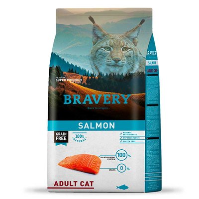 Сухий корм для котів, з лососем Bravery Adult Cat Salmon, 600 г 7654 BR SALM _600 GR фото