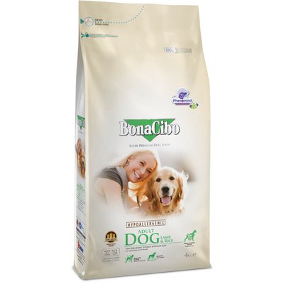 Сухий корм для собак, з ягням BonaCibo Adult Dog Lamb&Rice, 4 кг BC406168 фото