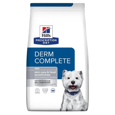 Сухий корм для собак малих порід при харчовій алергії та атопічному дерматиті, з рисом і яйцем Hill’s PD Derm Complete Mini, 1 кг 606429 фото