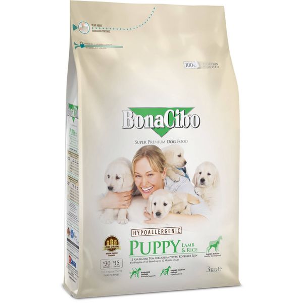 Сухий корм для цуценят, з ягням BonaCibo Puppy Lamb&Rice, 3 кг BC406144 фото