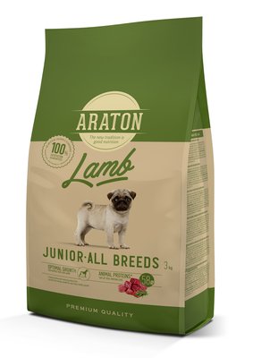 Сухий корм для цуценят, з ягням Araton Lamb Junior All Breeds, 3 кг ART47483 фото