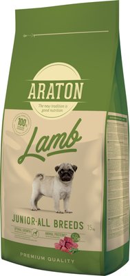 Сухий корм для цуценят, з ягням Araton Lamb Junior All Breeds, 15 кг ART45638 фото