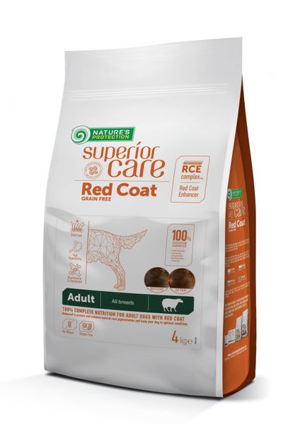 Сухий корм для собак з рудою шерстю, з ягням Nature's Protection Superior Care Red Coat Grain Free Adult All Breeds with Lamb, 4 кг NPSC47236 фото