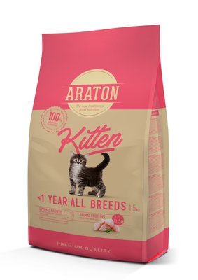 Сухий корм для кошенят, з птицею Araton Kitten, 1,5 кг ART45644 фото