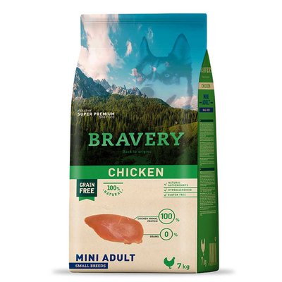 Сухий корм для собак малих порід, з куркою Bravery Adult Dog Mini Chicken, 2 кг 6718 BR CHIC ADUL  M_ 2KG фото