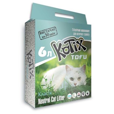 Наповнювач для туалету соєвий без аромату Kotix Tofu Neutral Cat Litter, 6 л TOFU Classic фото