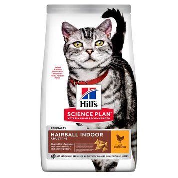 Сухий корм для котів при виведенні грудочок шерсті, з куркою Hill's Science Plan Adult Hairball Indoor, 300 г 604112 фото