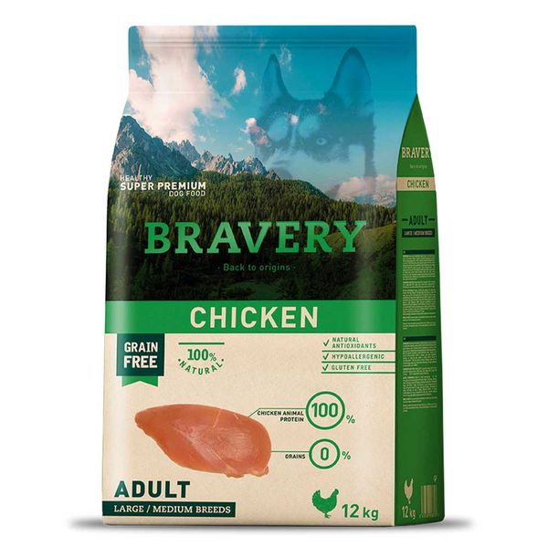 Сухий корм для собак середніх і великих порід, з куркою Bravery Adult Dog Medium&Large Chicken, 4 кг 6633  BR CHIC ADU L_ 4KG фото