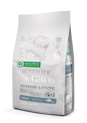 Сухий корм для собак малих порід з білою шерстю, з рибою Nature's Protection SC White Dogs Grain Free Adult Small and Mini Breeds, 1,5 кг NPSC45667 фото