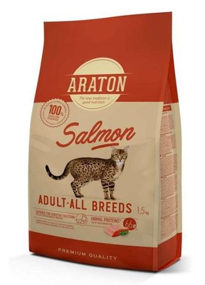 Сухий корм для котів, з лососем Araton Salmon Adult All Breeds, 1,5 кг ART45646 фото