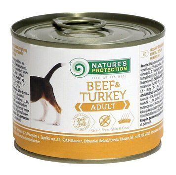 Вологий корм для собак, з яловичиною і індичкою Nature's Protection Adult Beef&Turkey, 200 г KIK24523 фото
