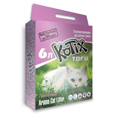 Наповнювач для туалету соєвий з ароматом лаванди Kotix Tofu Lavender Cat Litter, 6 л TOFU Lavender фото