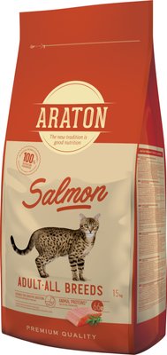 Сухий корм для котів, з лососем Araton Salmon Adult All Breeds, 15 кг ART45647 фото