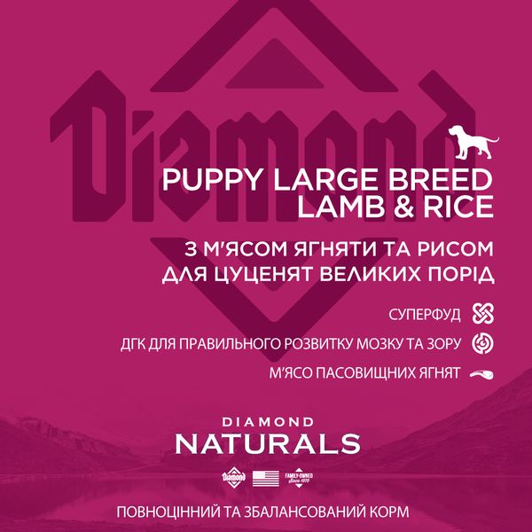 Сухий корм для цуценят великих порід, з ягням Diamond Naturals Puppy Large Breed Lamb&Rice, 15 кг dn10062-HT28 фото