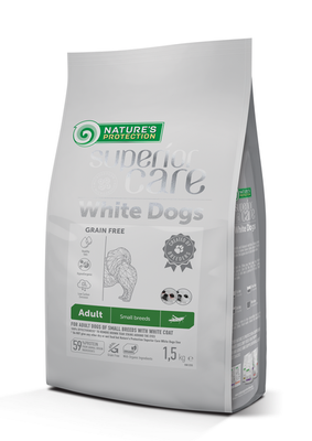 Сухий корм для собак малих порід з білою шерстю, з комахами Nature's Protection SC White Dogs Grain Free with Insect Adult Small Breeds, 1,5 кг NPSC47299 фото