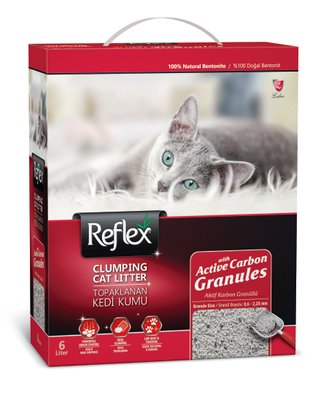 Наповнювач для туалету бентонітовий з гранулами активного карбону Reflex Activated Carbon Clumping Cat Litter, 6 л TKMREF0004 фото