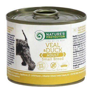 Вологий корм для собак малих порід, з телятиною і качкою Nature's Protection Adult Small Breeds Veal&Duck, 200 г KIK45095 фото