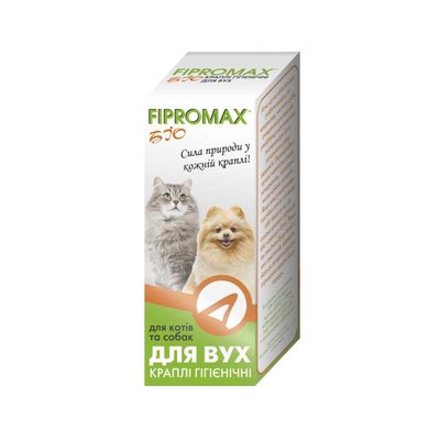 Краплі гігієнічні для вух котів і собак Fipromax Біо, 15 мл НФ-00002583  (FB-034) фото