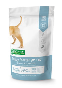 Сухий корм для цуценят, з лососем Nature's Protection Puppy Starter All Breeds, 500 г NPS45721 фото