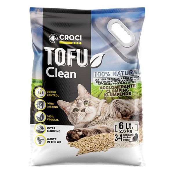 Наповнювач для туалету соєвий без аромату Croci Tofu Clean, 6 л С4025811  6л фото