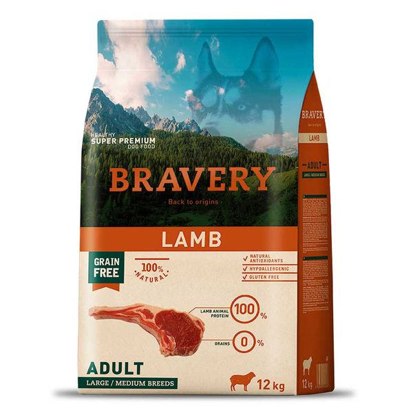 Сухий корм для собак середніх і великих порід, з ягням Bravery Adult Dog Medium&Large Lamb, 4 кг 2253 BR LAMB ADUL  L_ 4KG фото