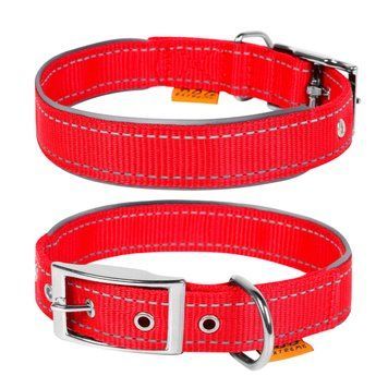 Нашийник для собак подвійний зі світловідбиваючою вставкою Dog Extreme, XS, червоний 67023 фото