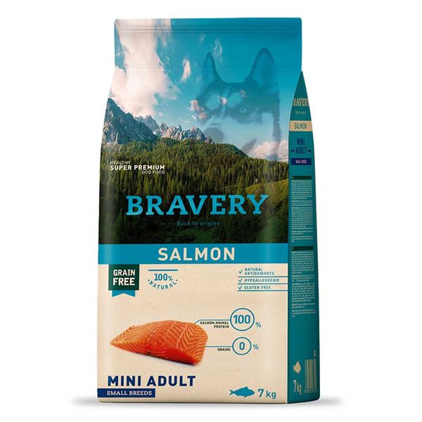 Сухий корм для собак малих порід, з лососем Bravery Adult Dog Mini Salmon, 2 кг 6732 BR SALM ADUL  M_ 2KG фото