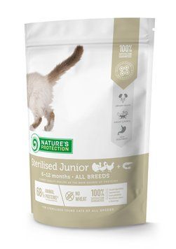 Сухий корм для стерилізованих кошенят, з птицею Nature's Protection Sterilised Junior Poultry with krill, 400 г NPS45772 фото