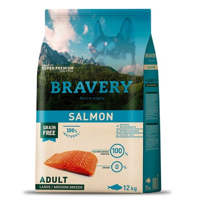 Сухий корм для собак середніх і великих порід, з лососем Bravery Adult Dog Medium&Large Salmon, 12 кг 6640 BR SALM ADUL L_12KG фото