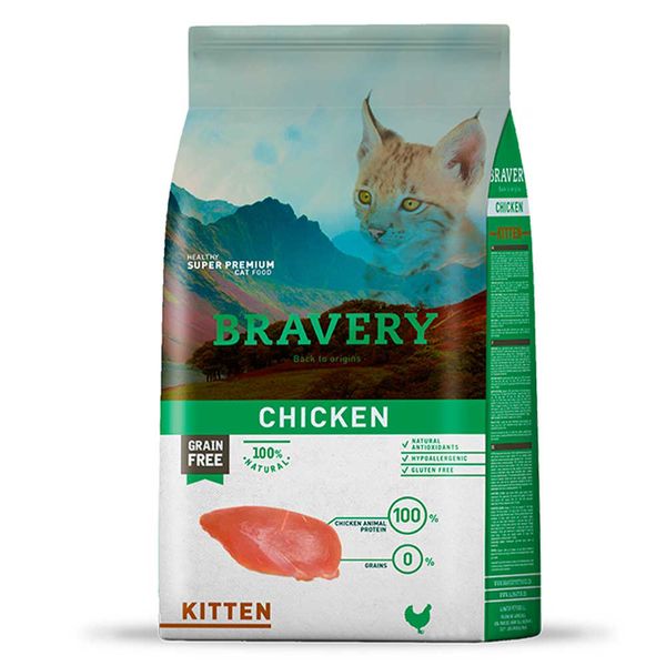 Сухий корм для кошенят, з куркою Bravery Kitten Chicken, 600 г 7739 BR KIT_600 GR фото