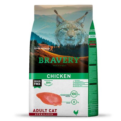 Сухий корм для стерилізованих котів, з куркою Bravery Adult Cat Sterilized Chicken, 600 г 7685 BR CHIC STER_ 600 GR фото