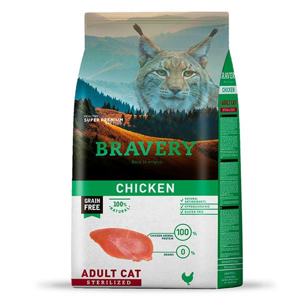 Сухий корм для стерилізованих котів, з куркою Bravery Adult Cat Sterilized Chicken, 600 г 7685 BR CHIC STER_ 600 GR фото