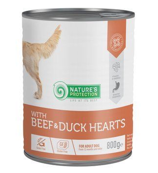 Вологий корм для собак, з яловичиною Nature's Protection Adult Beef&Duck Hearts, 800 г KIK45605 фото