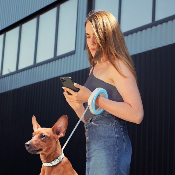 Повідець-рулетка для собак зі світловідбиваючою стрічкою R-leash Waudog, блакитний 81272 фото