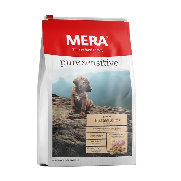 Сухий корм для цуценят, з індичкою Mera Junior Pure Sensitive Turkey&Rice, 1 кг 056981 - 6926 фото