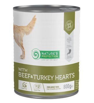 Вологий корм для собак, з яловичиною Nature's Protection Adult Beef&Turkey Hearts, 800 г KIK45604 фото