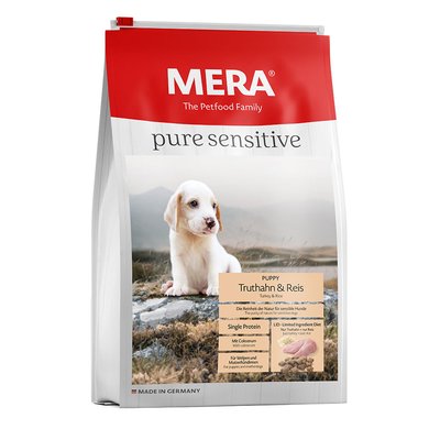 Сухий корм для цуценят і годуючих самок, з індичкою Mera Puppy Pure Sensitive Turkey&Rice, 1 кг 056381 - 6326 фото